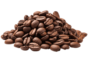 högen av kaffe bönor isolerat ai generativ png