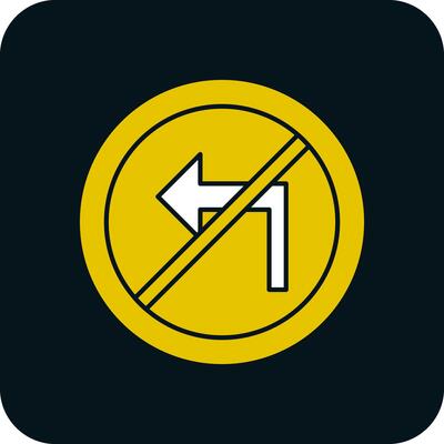 No Turn Left Vector Icon Design