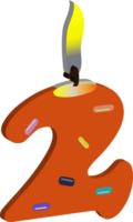 illustration de 3d anniversaire bougie nombre 2 png