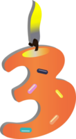 illustration of 3D birthday candle number 3 png