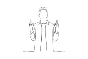 One continuous line drawing of Happy positive people with hands, fingers. Love, support, solidarity, ok expressions concept. Doodle vector illustration in simple linear style.