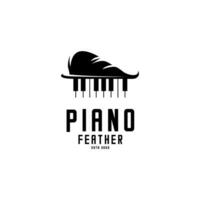 vector logo de piano teclado y pájaro plumas para escribiendo, música logo