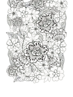 le magnifique de fleur feuillage art asiatique Oriental modèle carte frontière contour noir main peint png