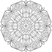 Outlined mandala with many linear geometric patterns, zen coloring page for adults vector