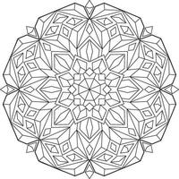 Outlined mandala with many linear geometric patterns, zen coloring page for adults vector