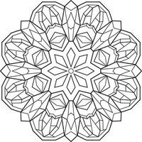 Outlined mandala with many linear geometric patterns, zen coloring page for adults vector