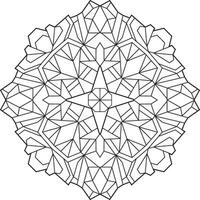 Outlined mandala with many linear geometric patterns, zen coloring page for adults vector