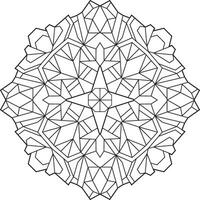 Outlined mandala with many linear geometric patterns, zen coloring page for adults vector