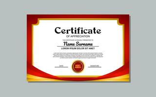 A certificate template with a red and yellow wavy design is a versatile asset suitable for creating eye-catching, modern certificates for various occasions and events. vector