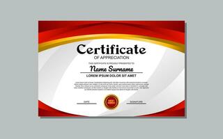 A certificate template with a red and yellow wavy design is a versatile asset suitable for creating eye-catching, modern certificates for various occasions and events. vector