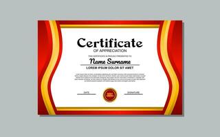 A certificate template with a red and yellow wavy design is a versatile asset suitable for creating eye-catching, modern certificates for various occasions and events. vector