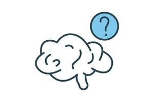 Brain question icon. Icon related to critical thinking. suitable for web site design, app, UI, user interfaces, printable etc. Flat line icon style. Simple vector design editable