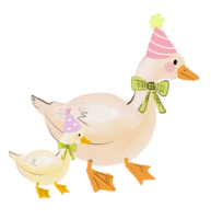 Pascua de Resurrección Conejo garabatear flor silvestre Pato acogedor estilo acuarela clipart png