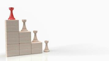 The chess on cube wood for Business concept 3d rendering photo