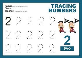 Trace and write number for children. Exercise for children to recognize the number. Educational worksheet for preschool. Vector file.