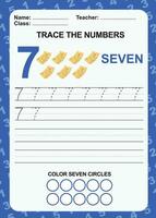 Trace and write number for children. Exercise for children to recognize the number. Educational worksheet for preschool. Vector file.