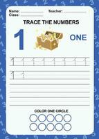 Trace and write number for children. Exercise for children to recognize the number. Educational worksheet for preschool. Vector file.