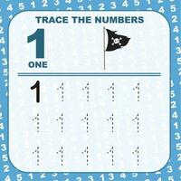 Trace and write number for children. Exercise for children to recognize the number. Educational worksheet for preschool. Vector file.