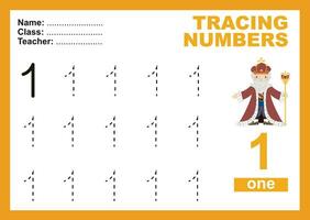 Trace and write number for children. Exercise for children to recognize the number. Educational worksheet for preschool. Vector file.