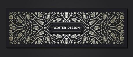 Luxury Christmas frame, abstract sketch winter design templates for package vector