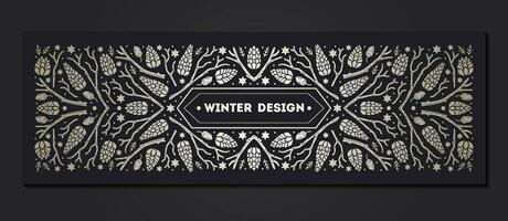 Luxury Christmas frame, abstract sketch winter design templates for package vector