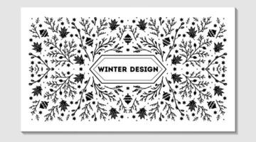 Luxury Christmas frame, abstract sketch winter design templates for package vector