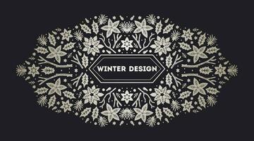 Luxury Christmas frame, abstract sketch winter design templates for package vector