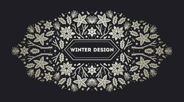 Luxury Christmas frame, abstract sketch winter design templates for package vector