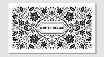 Luxury Christmas frame, abstract sketch winter design templates for package vector