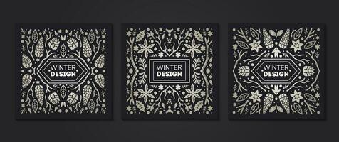 Luxury Christmas frame, abstract sketch winter design templates for package vector