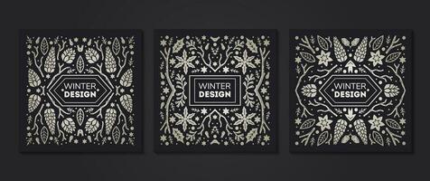 Luxury Christmas frame, abstract sketch winter design templates for package vector