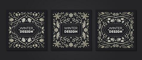Luxury Christmas frame, abstract sketch winter design templates for package vector
