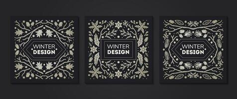 Luxury Christmas frame, abstract sketch winter design templates for package vector