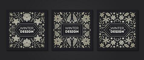 Luxury Christmas frame, abstract sketch winter design templates for package vector