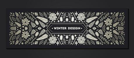 Luxury Christmas frame, abstract sketch winter design templates for package vector