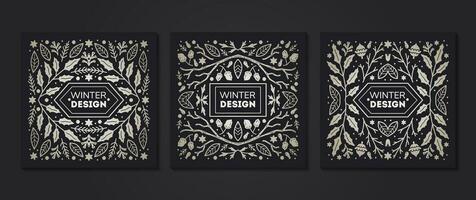 Luxury Christmas frame, abstract sketch winter design templates for package vector