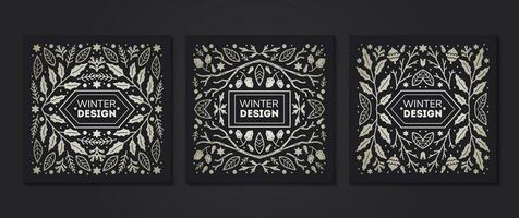 Luxury Christmas frame, abstract sketch winter design templates for package vector