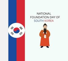 3 octubre es nacional Fundación día de sur Corea vector ilustración.