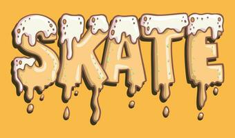 Creative and dynamic lettering illustration with the word skateboard. Letters drawn simulating melting cream. Perfect art for t-shirts, stickers and other uses. vector