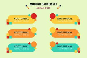 Modern abstract vector banner set. Flat geometric shape with different colors and different style. Template for web or print design, ready to use.