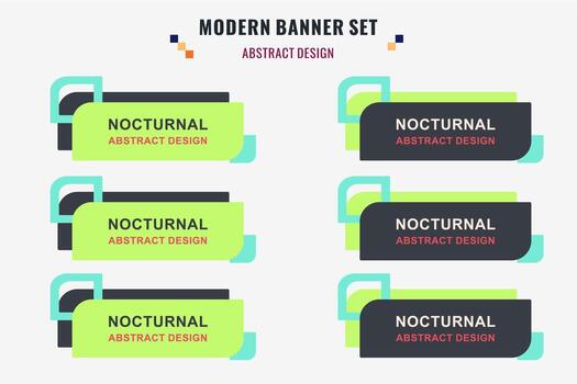 Modern abstract vector banner set. Flat geometric shape with different colors and different style. Template for web or print design, ready to use.