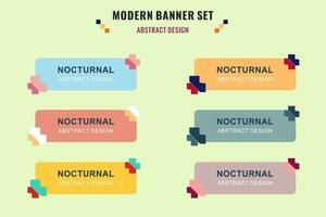 Modern abstract vector banner set. Flat geometric shape with different colors and different style. Template for web or print design, ready to use.