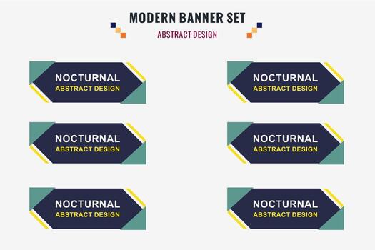 Modern abstract vector banner set. Flat geometric shape with different colors and different style. Template for web or print design, ready to use.