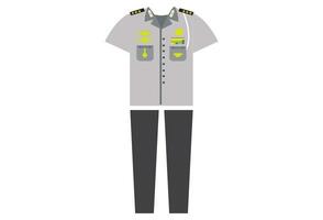 police uniform, typically consists of a navy blue shirt and pants, with black boots and a matching belt. The uniform may also include a badge, patches, and a nametag to identify the officer, as well vector