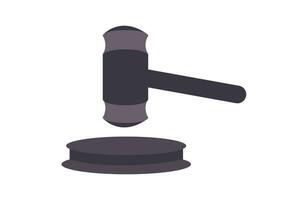 The court gavel is a symbolic tool used by judges in court to signal the end of a trial and a decision has been made. This hammer is usually made of wood and has a long handle, with a hammer law vector