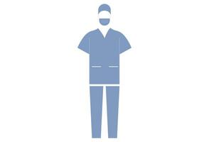 nurse uniform,  typically consists of a scrub top and pants in solid colors such as blue, green, or pink.  nurses may wear comfortable and supportive shoes for long hours of standing and walking. vector