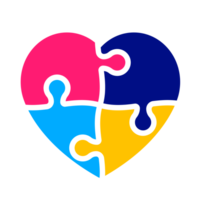 World autism awareness day autism puzzle piece love icon png design template celebrated in 2 April. use to background, banner, card, greeting card, poster, book cover, placard, photo frame, template.