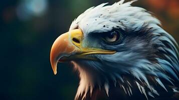 Closeup of bald eagle bird in the jungle photo