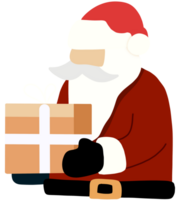 santa claus sosteniendo una caja de regalo png