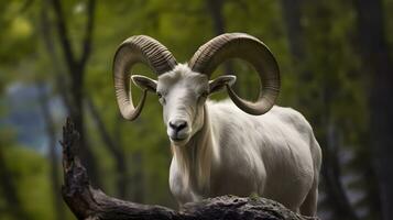 retrato de altai montaña cabra en bosque. foto